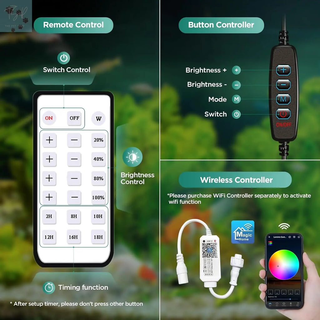 Lominie 6500K LED Aquarium Light for Planted Tanks with Remote Control and Gooseneck, Ideal for Freshwater Fish Tanks and Refugiums (A20 Freshwater) KOTO
