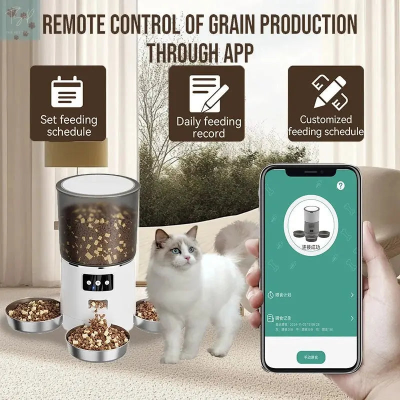 HEYBO Automatic Cat Feeder Smart App-Controlled Pet Feeder with 3 Bowls The Pet Stop