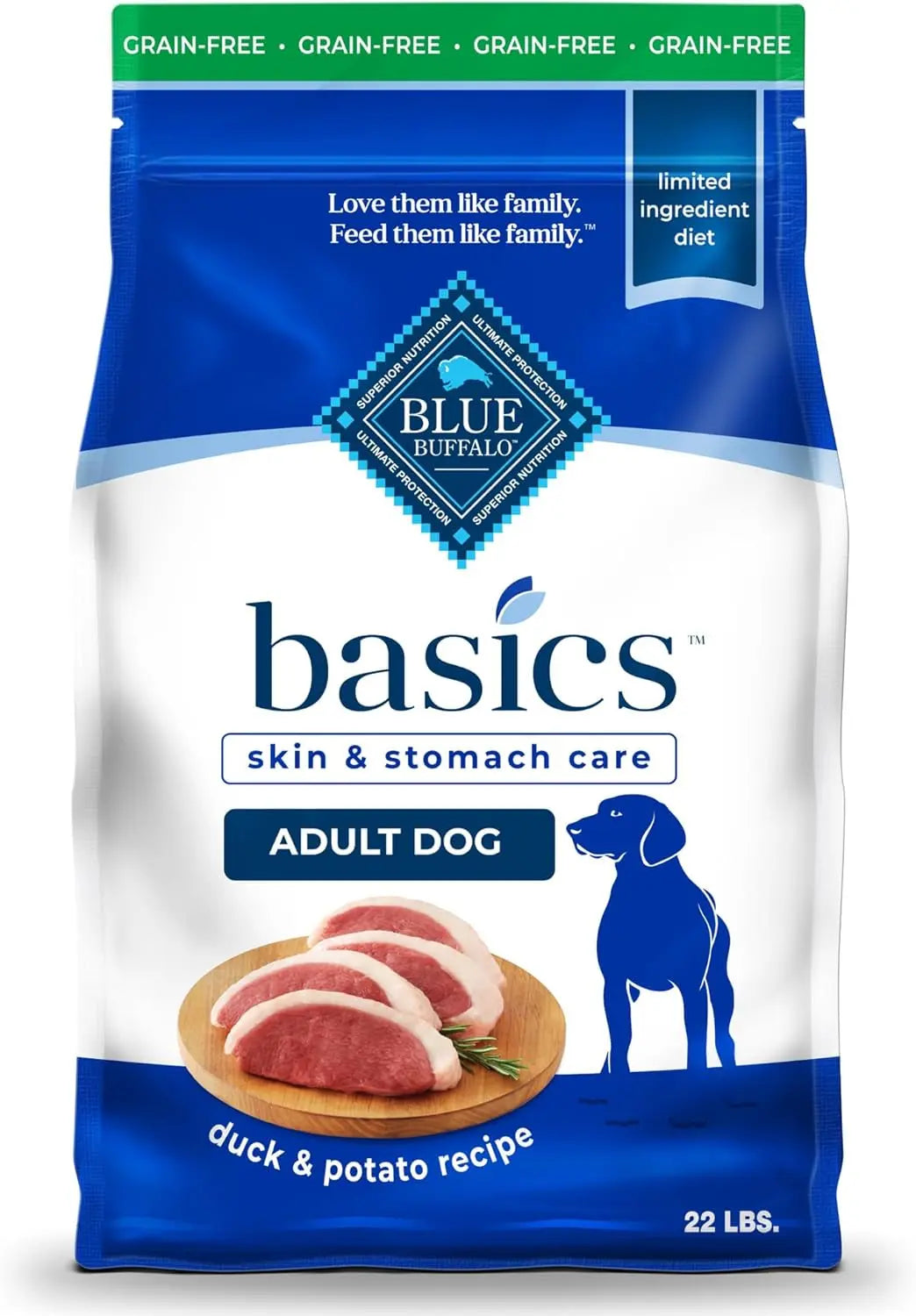Blue Buffalo Basics Grain-Free Salmon Recipe Adult Dog Food - 22 lb Bag - Limited Ingredient Formula for Sensitive Stomachs Blue Buffalo Company, Ltd