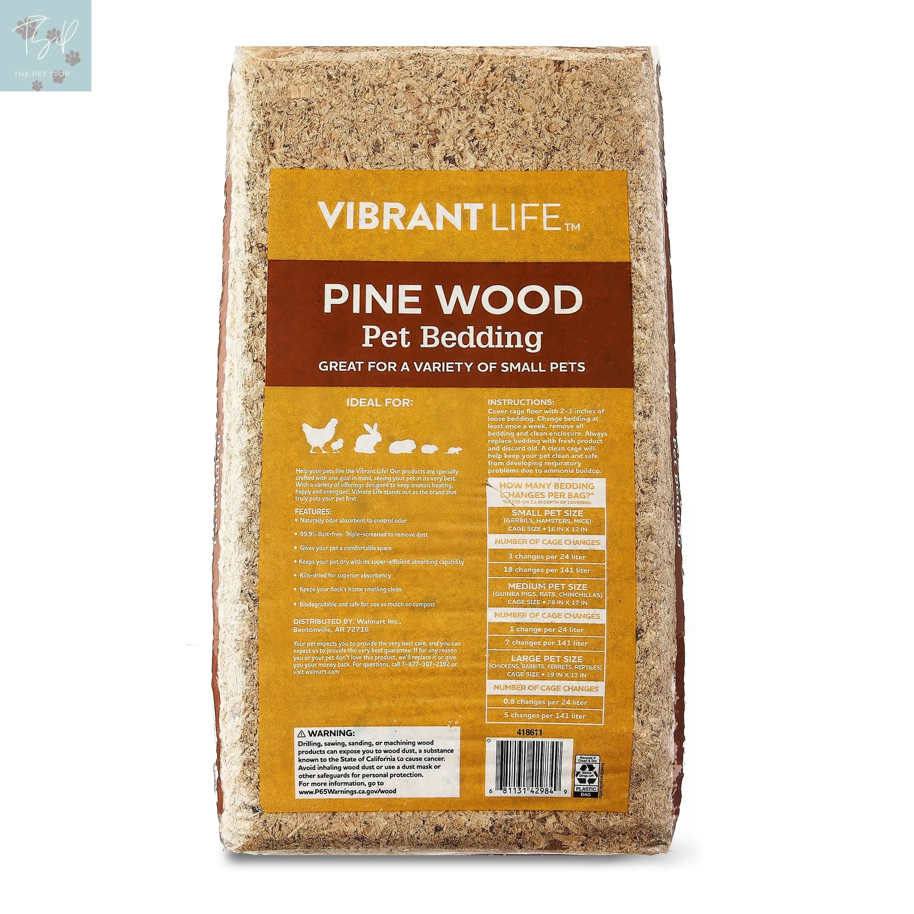 (3 Pack) Vibrant Life Pine Wood Pet Bedding for Small Pets & Chickens, 24 L Bag American Wood Fibers