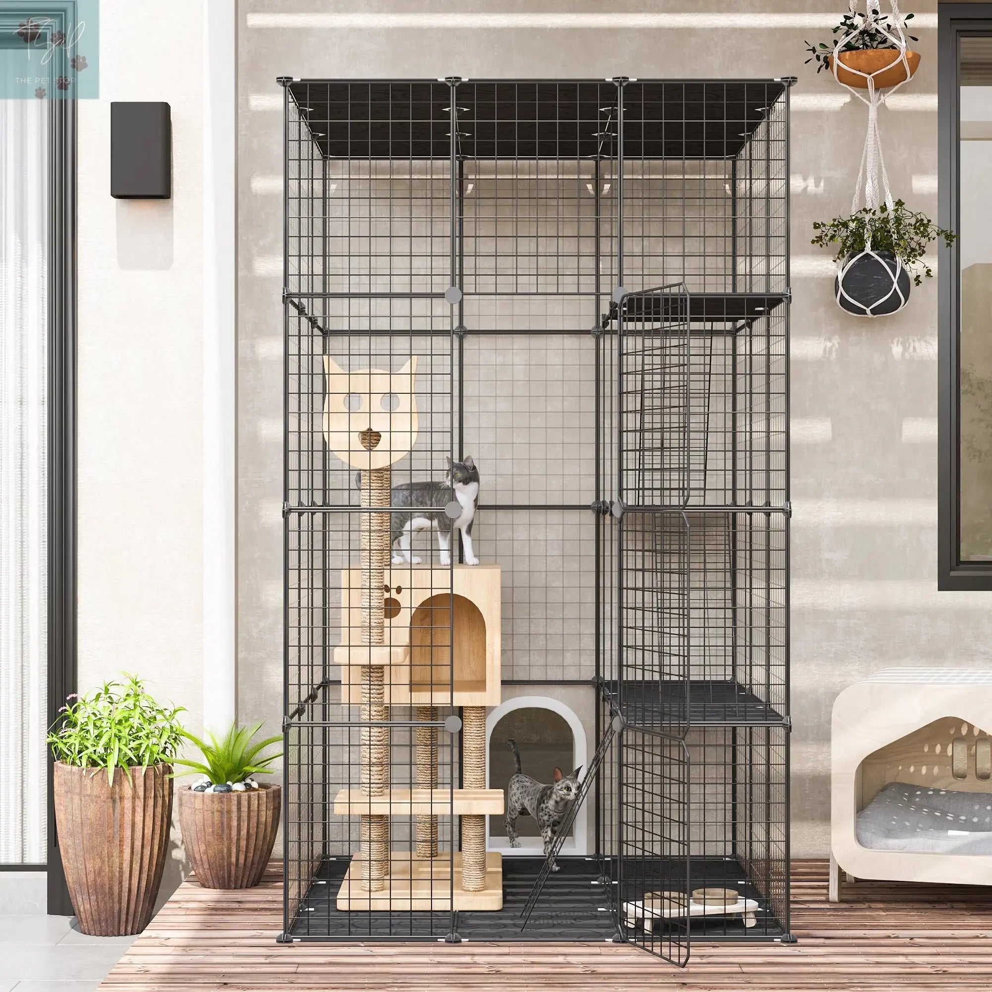 Coziwow 72" Large Cat Cage Playpen, DIY Metal Wire Kennels, Pet Cage for Rabbit Small Animal Indoor, Black Coziwow