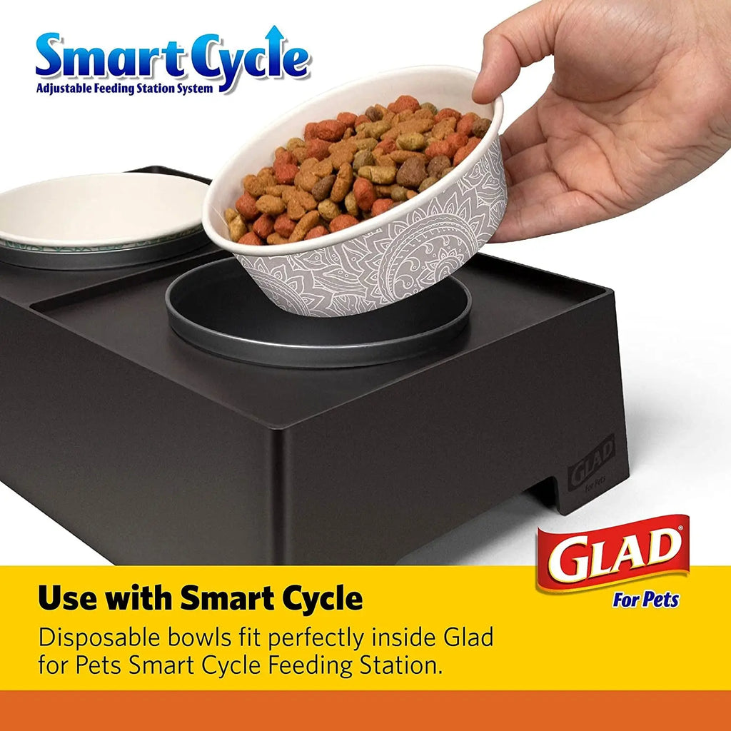 Glad for Pets Disposable Feeding Bowls for Small Dogs - Stylish Gray Pattern, 1.75 Cup Capacity, Perfect for Food and Water (Single Pack) Fetch for Pets