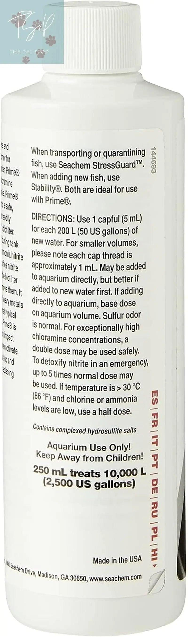 Seachem Prime Freshwater and Saltwater Conditioner - Chemical Remover and Detoxifier, 250 mL Seachem Laboratories, Inc.