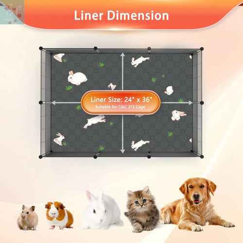 2 Pack Washable Guinea Pig Cage Liners for Midwest and C&C Cages, 24”X 36” Reusable Leakproof and Anti-Slip Guinea Pig Pee Pads, Fleece Liners for Hamster Rabbit Dream Wireless Inc