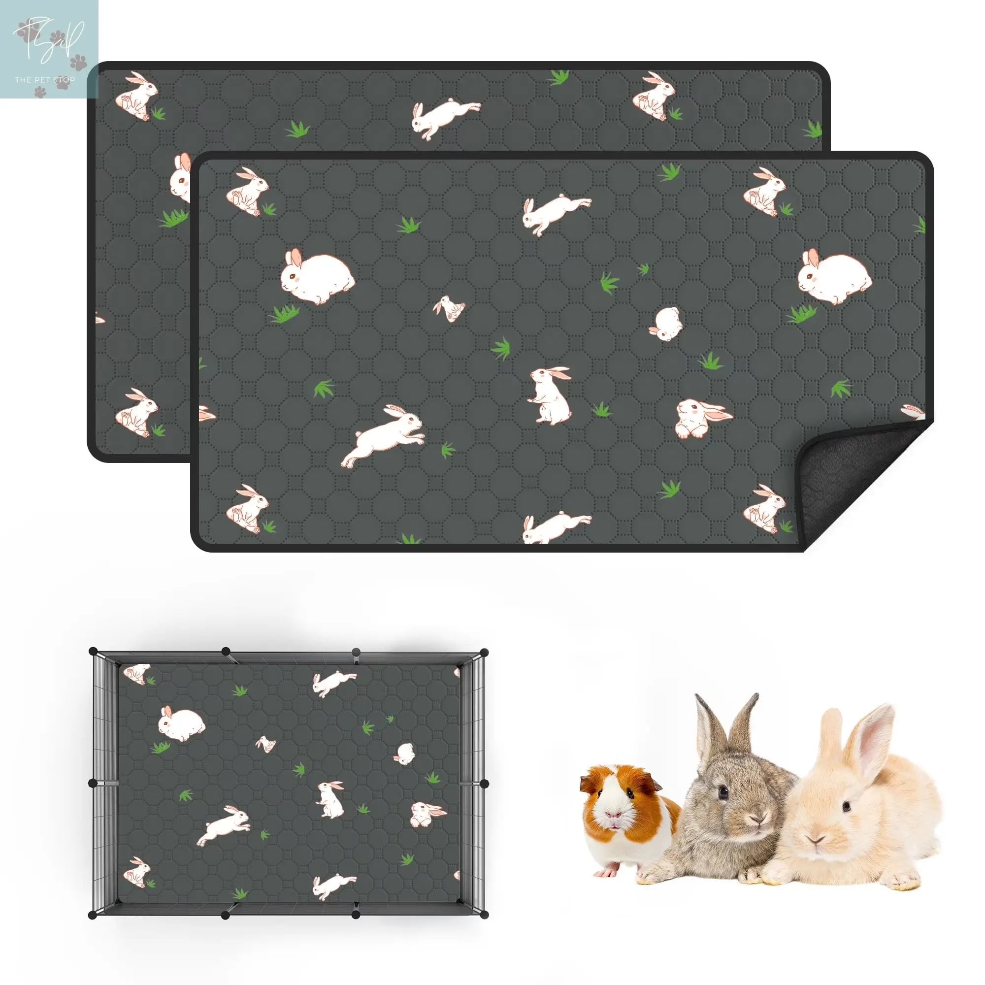 2 Pack Washable Guinea Pig Cage Liners for Midwest and C&C Cages, 24”X 36” Reusable Leakproof and Anti-Slip Guinea Pig Pee Pads, Fleece Liners for Hamster Rabbit Dream Wireless Inc