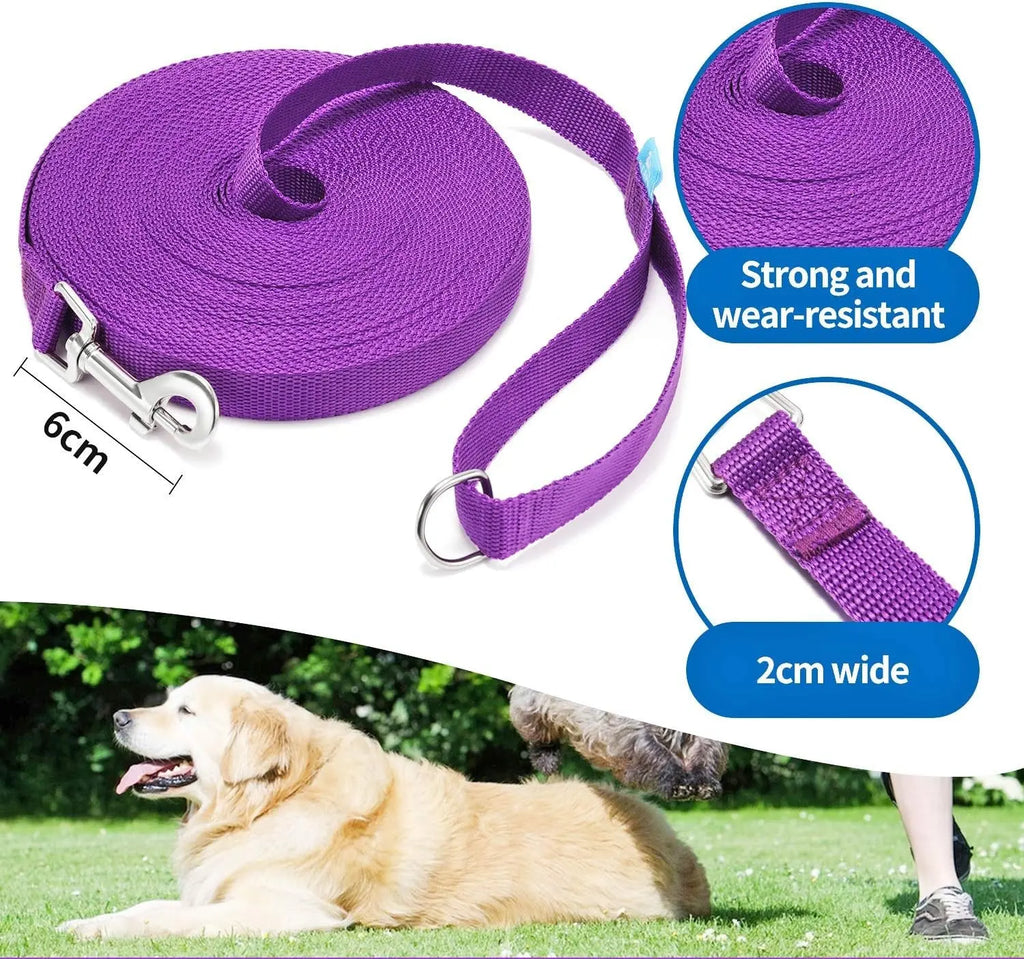 BAAPET 30-Foot Dog Training Leash with Clickers for Small, Medium, and Large Dogs or Cats - Purple Heima
