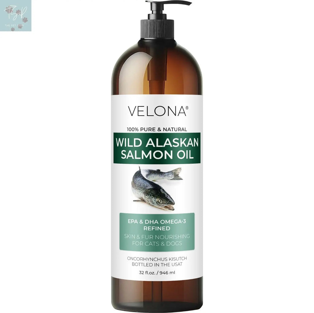 Velona Wild Alaskan Salmon Oil for Dogs and Cats - 2 Fl Oz and 1 Gallon Options, Rich in Omega-3 and EPA for Healthy Coat Does not apply