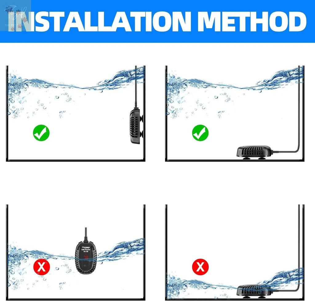 FREESEA 50W Submersible Aquarium Heater with Adjustable Temperature Controller for Betta, Saltwater, and Freshwater Tanks (1-10 Gallons) FREESEA