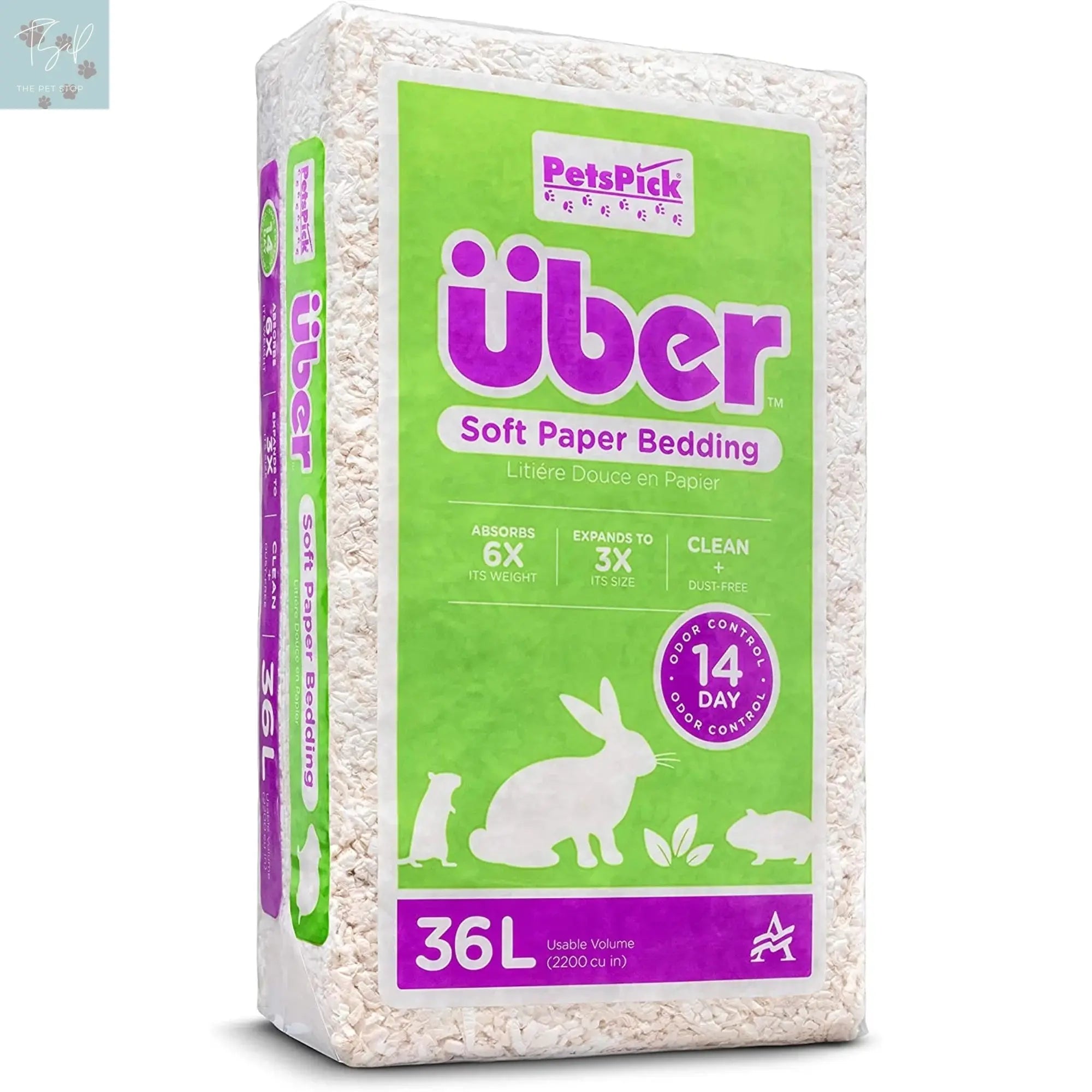 (4 Pack) Pets Pick 36L White Uber Pet Bedding, Hamster, Rabbit, Rat American Wood Fibers