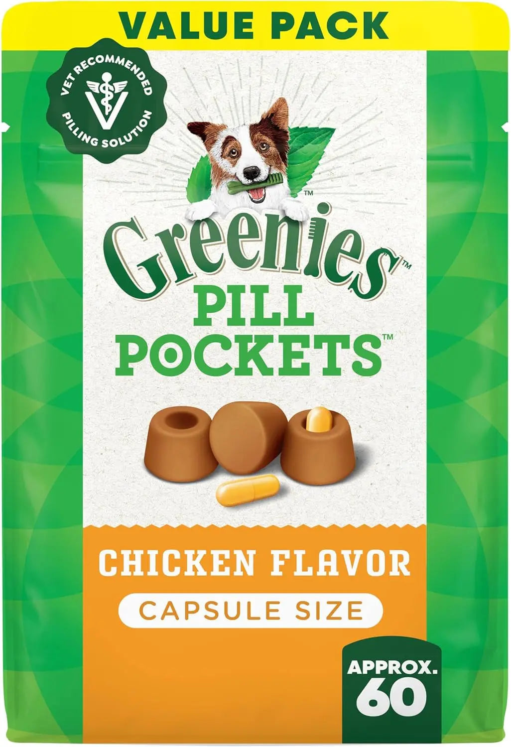 Delicious Greenies Pill Pockets for Dogs - Large Soft Treats with Real Peanut Butter (60 Treats, 15.8 oz) Mars Petcare US