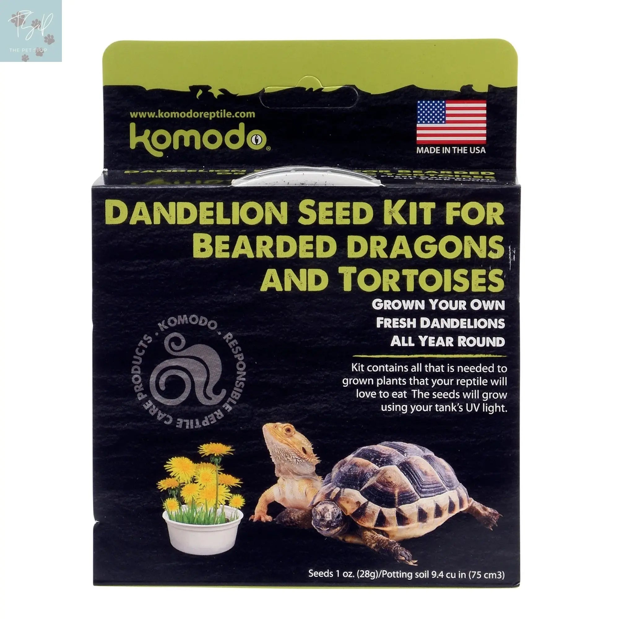 Komodo Grow Your Own Dandelion Reptile Food Kit, White Cup with Brown Soil and Dandelion Seeds Multipet International, Inc.