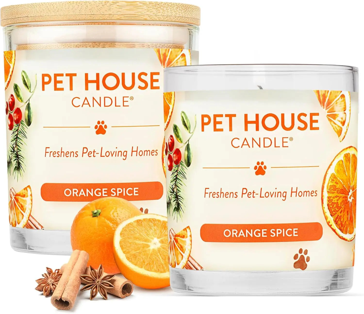 Elevate Your Home with One Fur All's Pumpkin Spice Pet House Candles - Long-Lasting, Eco-Friendly Odor Eliminators (Set of 2) One Fur All
