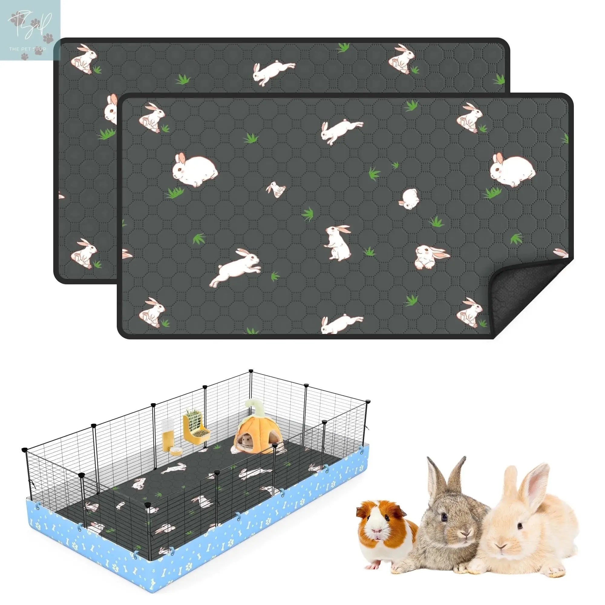 2 Pack Washable Guinea Pig Cage Liners for Midwest and C&C Cages, 24”X 36” Reusable Leakproof and Anti-Slip Guinea Pig Pee Pads, Fleece Liners for Hamster Rabbit Dream Wireless Inc