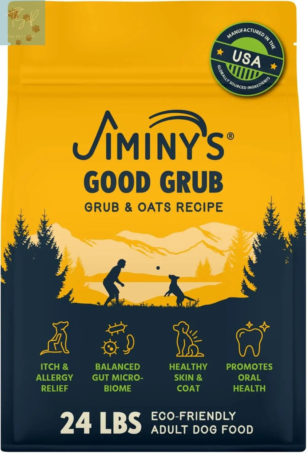 Jiminy's Good Grub Hypoallergenic Dry Dog Food for Healthy Skin and Coat and Improved Oral Health, 10 lb Bag, Made in the USA Jiminy's