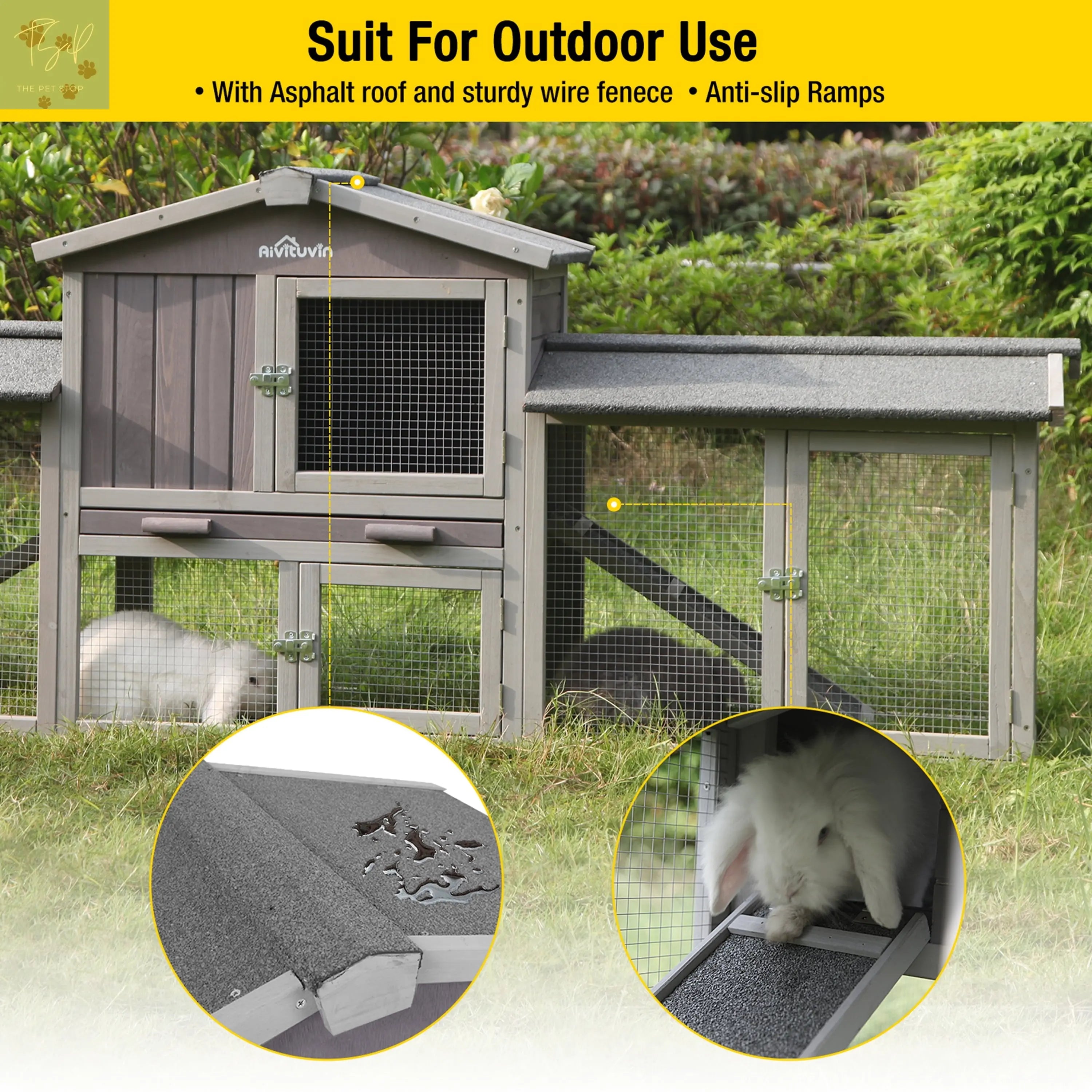 Aivituvin Wooden Outdoor Chicken Coop with Dual Run and Removable PVC Layer Aivituvin Inc