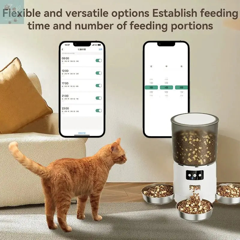 HEYBO Automatic Cat Feeder Smart App-Controlled Pet Feeder with 3 Bowls The Pet Stop