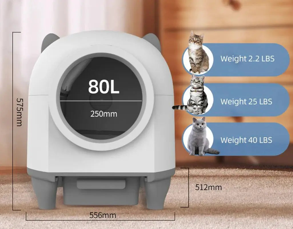 HEYBO Self Cleaning Cat Litter Box 80L Automatic Cat Litter Box with Large Capacity The Pet Stop