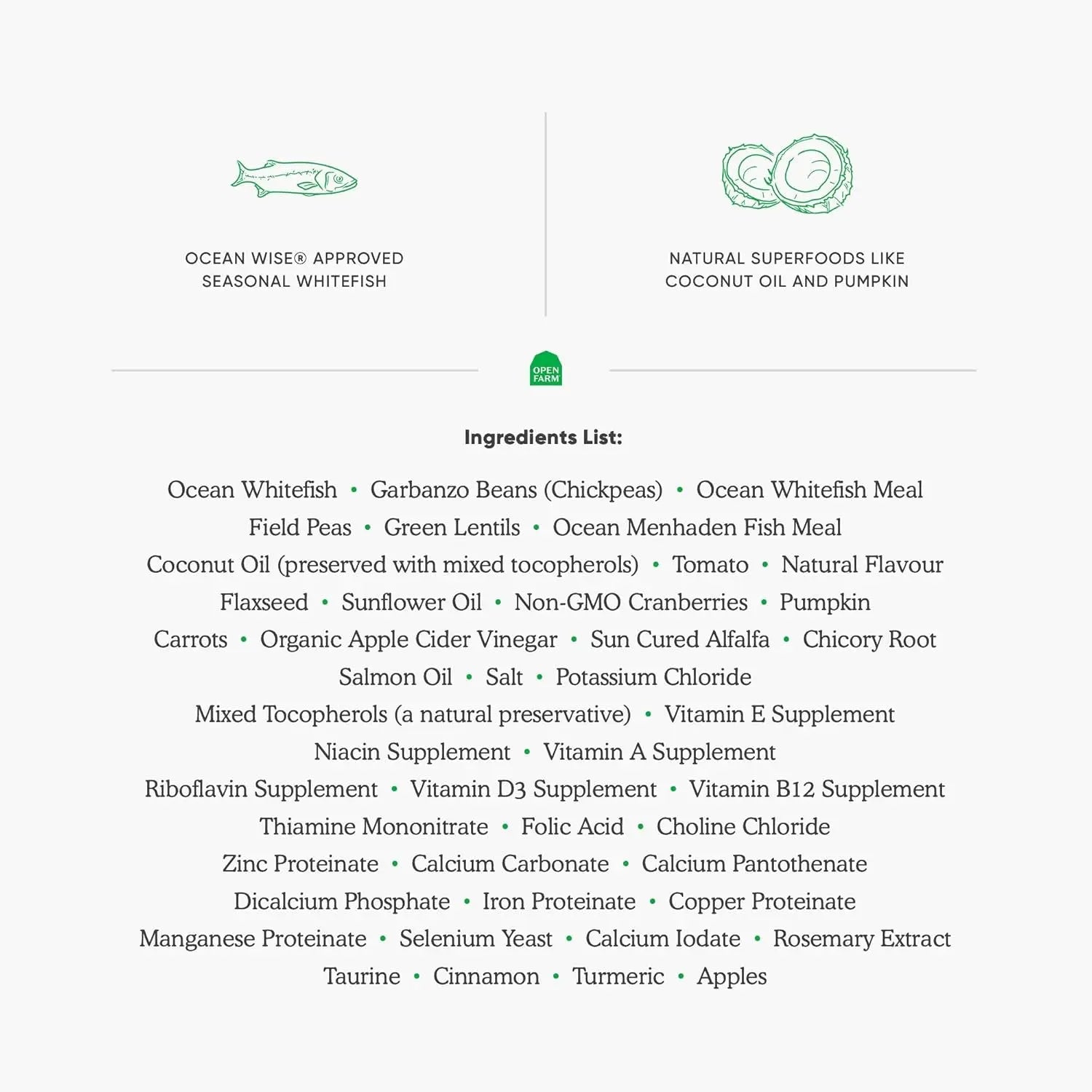 Open Farm Grain-Free Whitefish & Green Lentil Dry Dog Food - 4.5 lbs of Nutritious Goodness for Your Furry Friend! Nectars Pet Inc