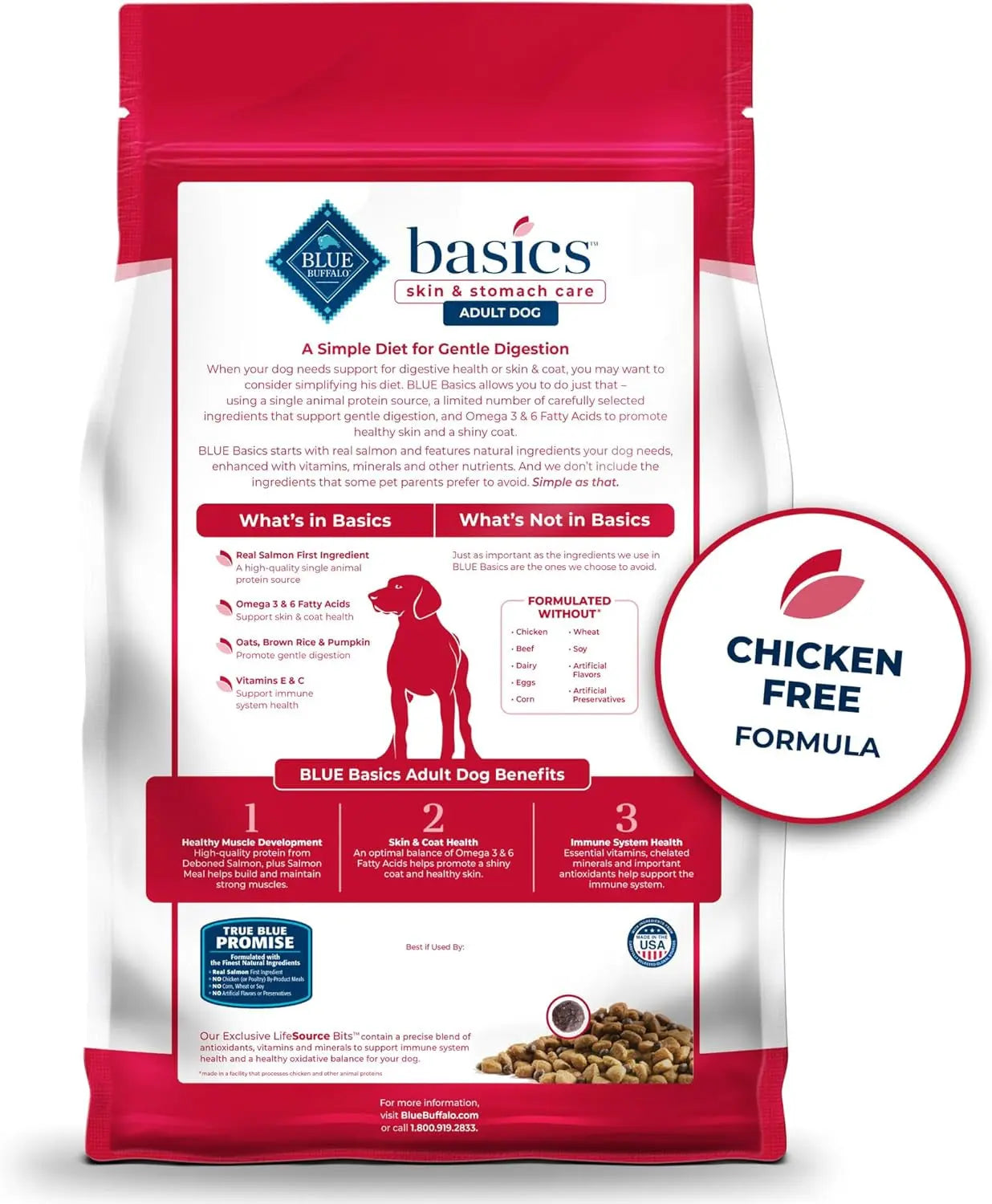 Blue Buffalo Basics Grain-Free Salmon Recipe Adult Dog Food - 22 lb Bag - Limited Ingredient Formula for Sensitive Stomachs Blue Buffalo Company, Ltd