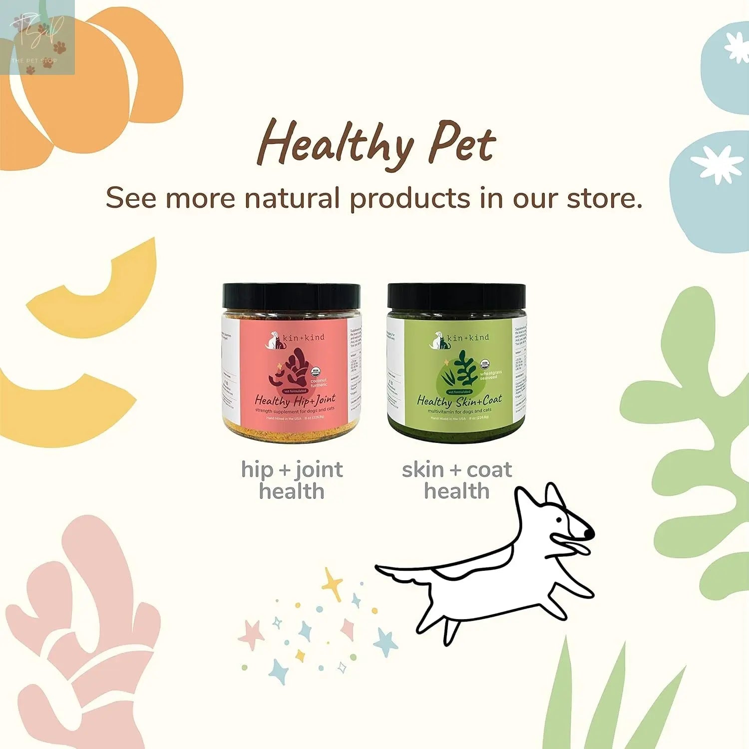 Kin+Kind Calming Supplement for Dogs and Cats – Natural Calming Support with Organic Chamomile, Thyme, Apple Pomace, Ginger, and Coconut – Veterinarian Formulated – Made in the USA – 8 Oz kin+kind