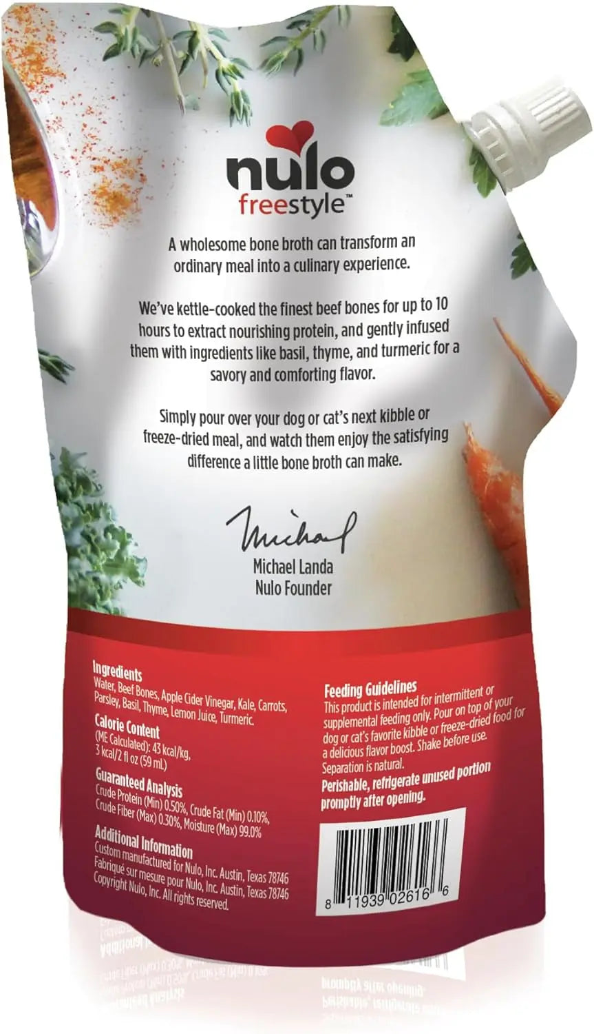 Nulo Freestyle Premium Bone Broth Food Topper for Cats & Dogs - Pack of 3, 20 Fl Oz | Boosts Coat & Skin with Collagen & Chondroitin! Nulo