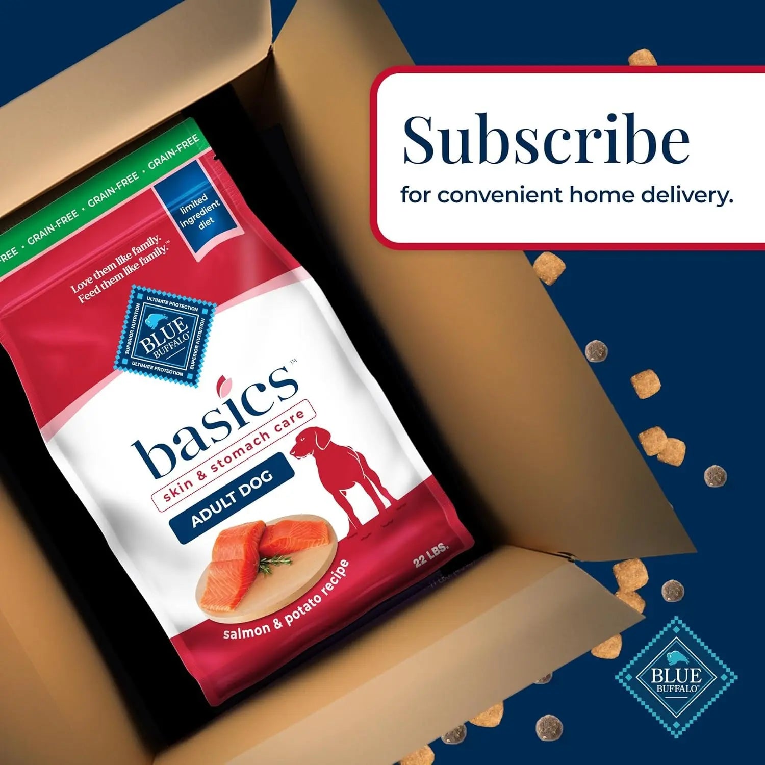 Blue Buffalo Basics Grain-Free Salmon Recipe Adult Dog Food - 22 lb Bag - Limited Ingredient Formula for Sensitive Stomachs Blue Buffalo Company, Ltd
