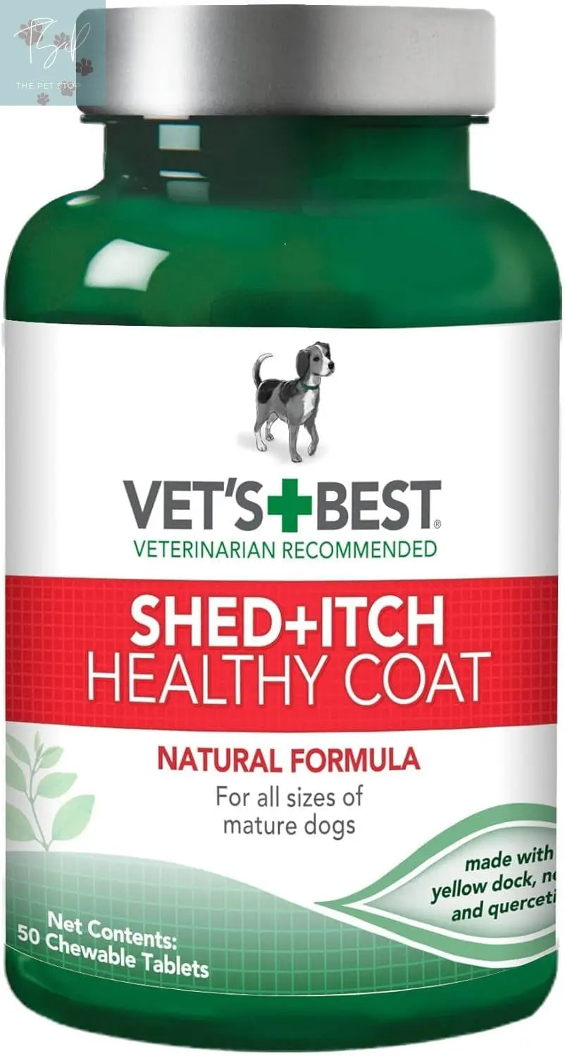 Vet's Best Healthy Coat Shed and Itch Relief for Dogs - 150 Chewable Tablets for Skin Irritation and Shedding Management Due to Seasonal Allergies or Dermatitis Vet's Best
