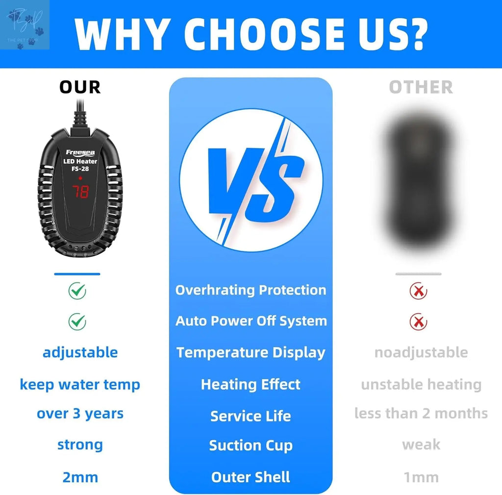 FREESEA 50W Submersible Aquarium Heater with Adjustable Temperature Controller for Betta, Saltwater, and Freshwater Tanks (1-10 Gallons) FREESEA