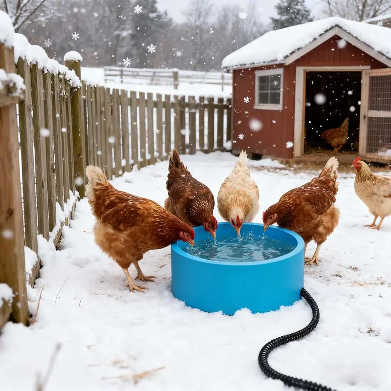 EVEREASY Large Heated Water Bowl for Poultry and Livestock - 108 oz Waterproof Heater for Chickens, Rabbits, and Birds - Winter-Ready 0.85 Gallon Capacity with 30 Watts Power The Pet Stop