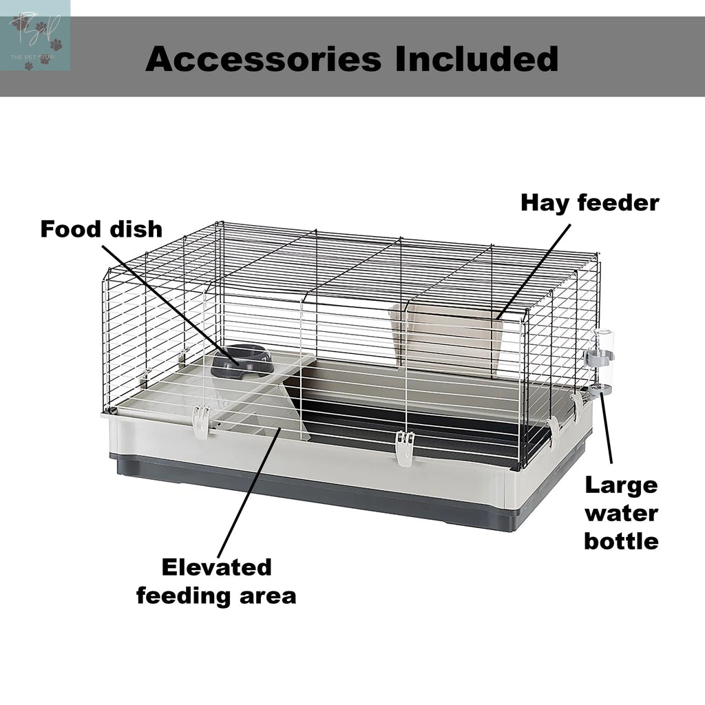 Ferplast Krolik Rabbit Cage | 39.4L X 23.6W X 19.7H Inches | Gray & Black Mid-west Metal Products Co Inc