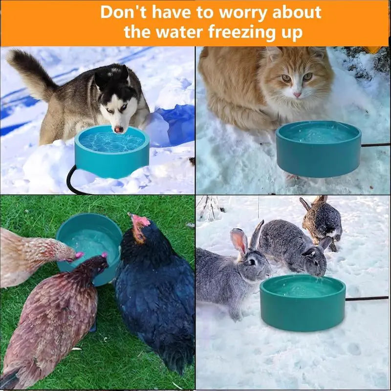 EVEREASY Large Heated Water Bowl for Poultry and Livestock - 108 oz Waterproof Heater for Chickens, Rabbits, and Birds - Winter-Ready 0.85 Gallon Capacity with 30 Watts Power The Pet Stop