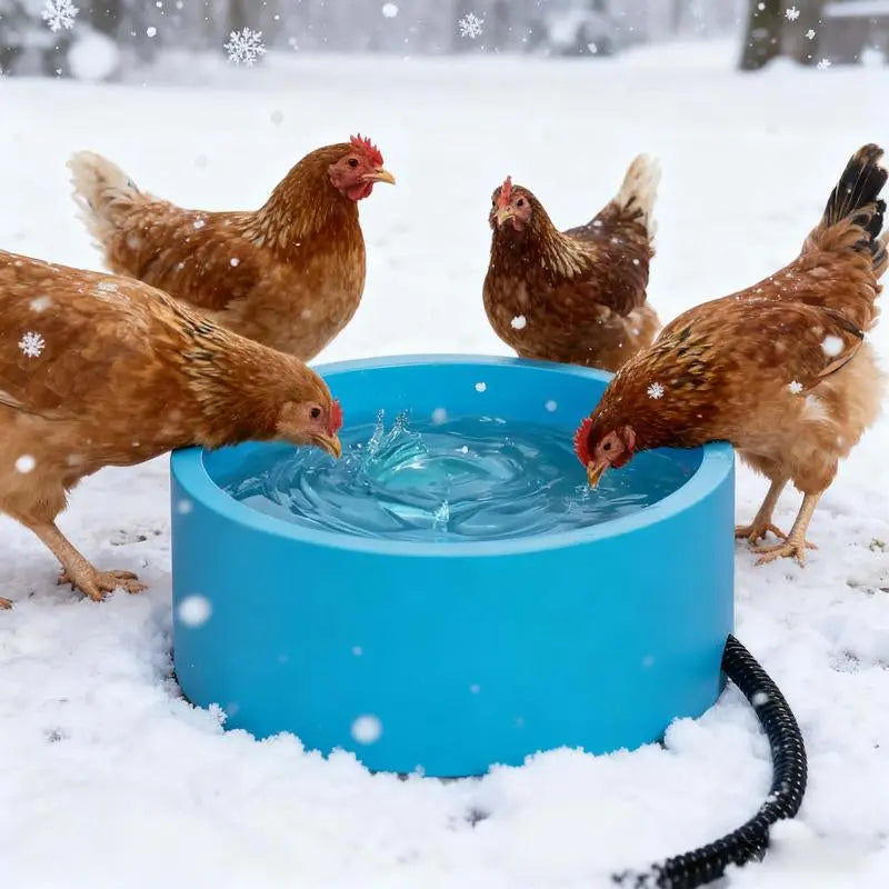 EVEREASY Large Heated Water Bowl for Poultry and Livestock - 108 oz Waterproof Heater for Chickens, Rabbits, and Birds - Winter-Ready 0.85 Gallon Capacity with 30 Watts Power The Pet Stop