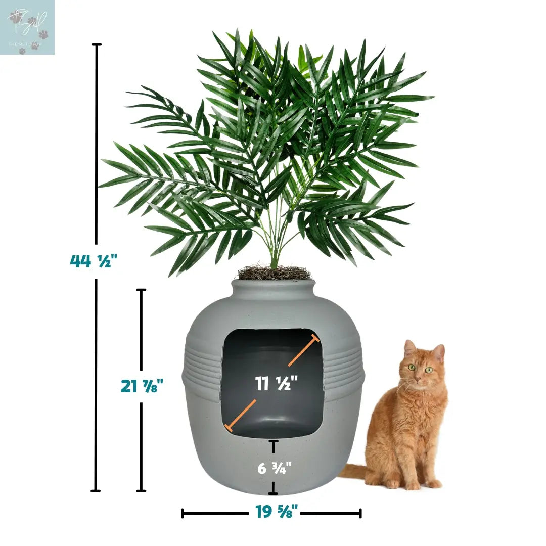 Discreet Litter Box Planter with Hooded Design and Artificial Plant for Pets Does not apply
