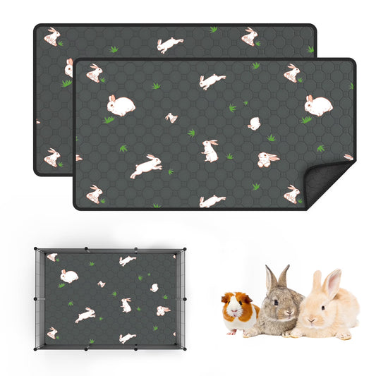 2 Pack Washable Guinea Pig Cage Liners for Midwest and C&C Cages, 24”X 36” Reusable Leakproof and Anti-Slip Guinea Pig Pee Pads, Fleece Liners for Hamster Rabbit