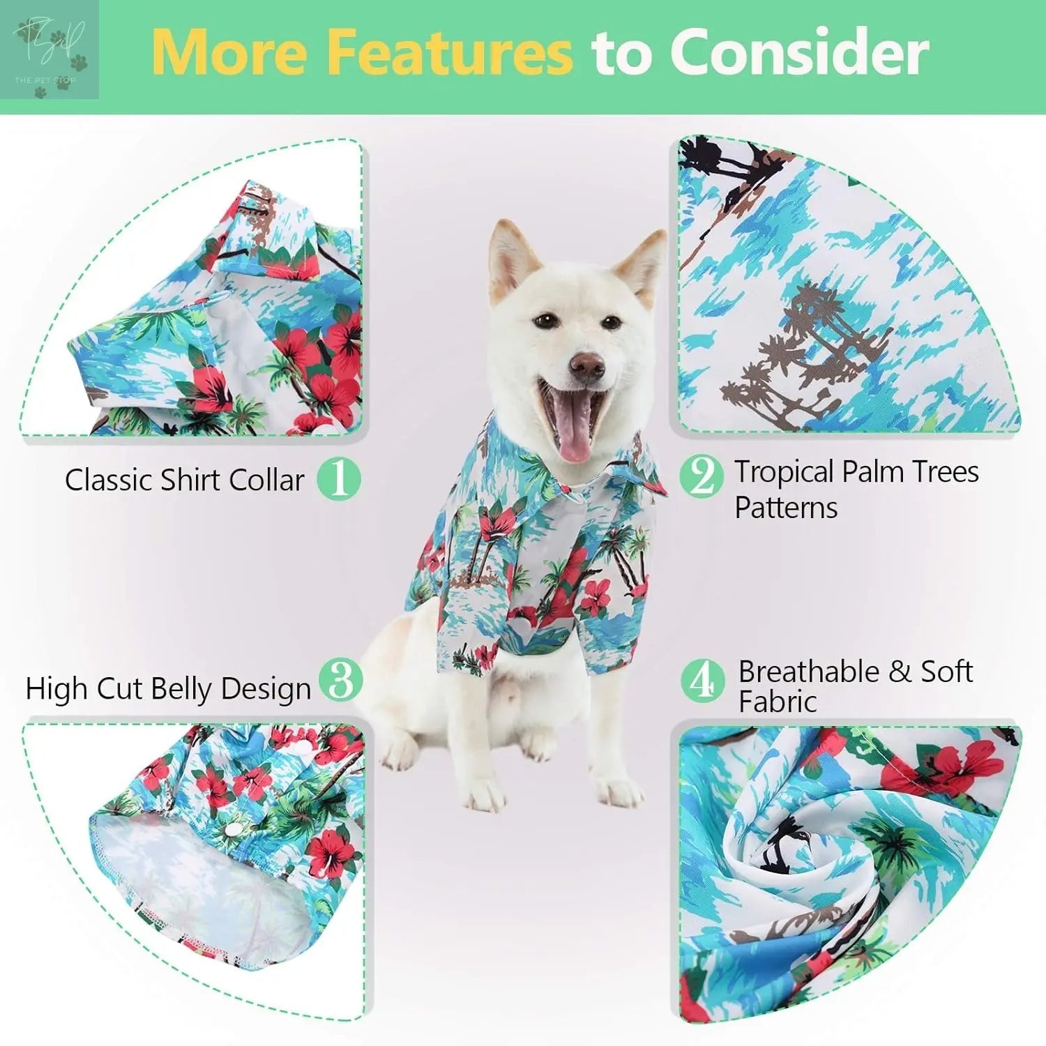 KOESON Tropical Palm Trees Dog Shirt - Casual Button-Down Summer Outfit for Small Dogs and Cats, Blue 2XL KOESON